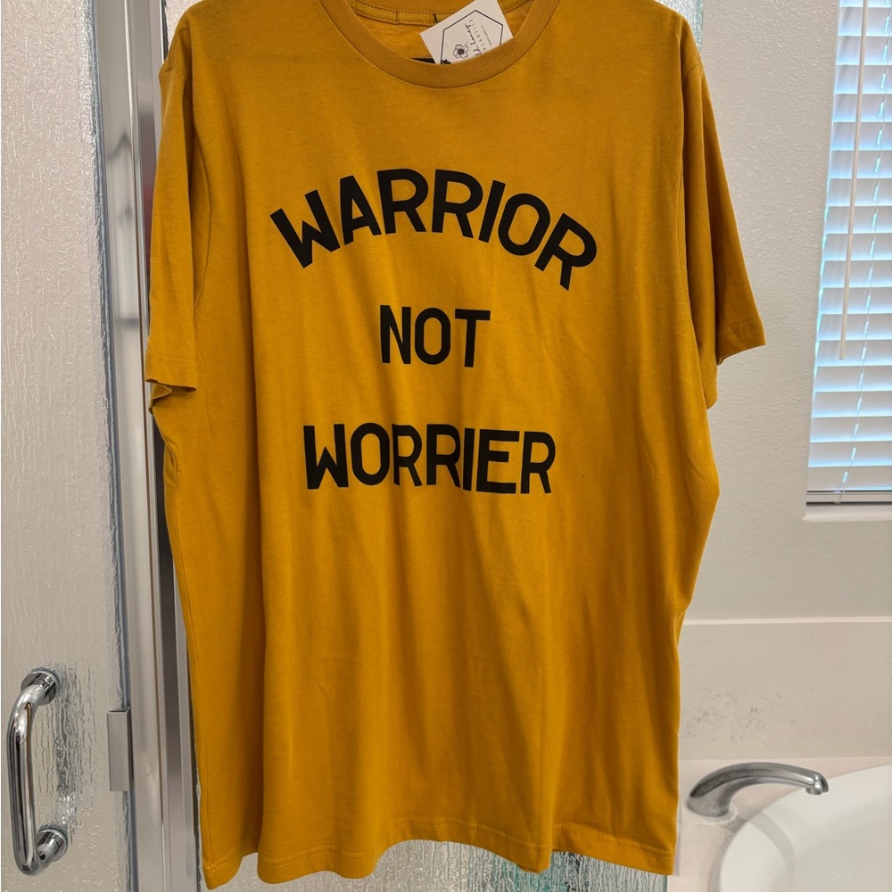 NWT Mustard Yellow Graphic Tee - Warrior Not Worrier